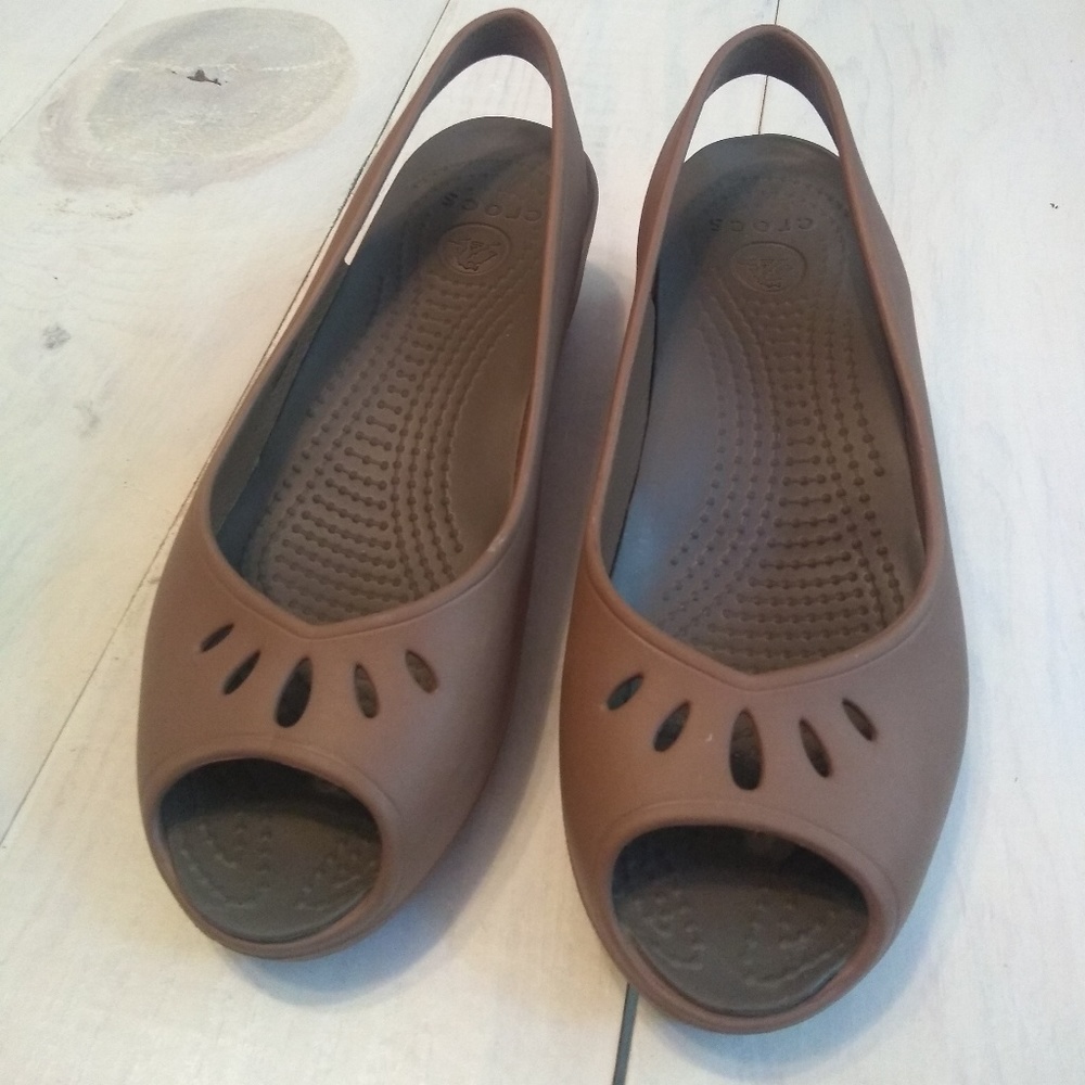 Brown CROCS Wedge Sandals